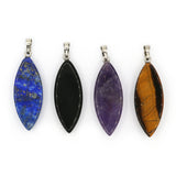 Lapis/tiger eye/black agate /amethyst gemstone Marquise pendant with silver color metal