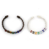 Mix gemstone bracelet with silver and copper color metal