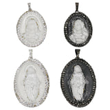 White glass pressed white/black/gold color crystal Virgin Mary pendant