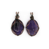 Rose quartz/tiger eye/black agate /amethyst/fluorite/green aventurine gemstone pendant with silver and copper color metal