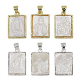 3 carvings White mother of pearl Virgin Mary Pendant with silver and gold color metal