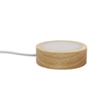 Chargeable wooden base tray with white plastic cover white/yellow / multi-color light table lamp with a USB cable