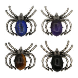 Tiger eye/black agate /amethyst/lapis gemstone spider pendant with antique silver color metal