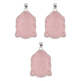 Pink/ white / Black Glass Buddha Head carving pendant in silver and gold metal color