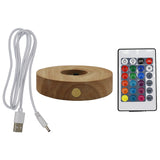 wooden base tray white/yellow / multi-color light table lamp with a USB cable