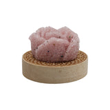 Rose Quartz Rose flower wooden base lamp with yellow light table lamp with a USB cable