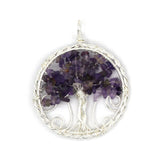 Rose quartz/amethyst/tourmaline/citrine/green aventurine and mix gemstone pendant with silver &amp; copper color metal