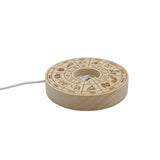 The twelve zodiac signs patterned wooden base tray white/yellow color light table lamp with a USB cable