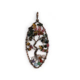 Mix gemstone Marquise Wire tree pendants with silver and copper color metal