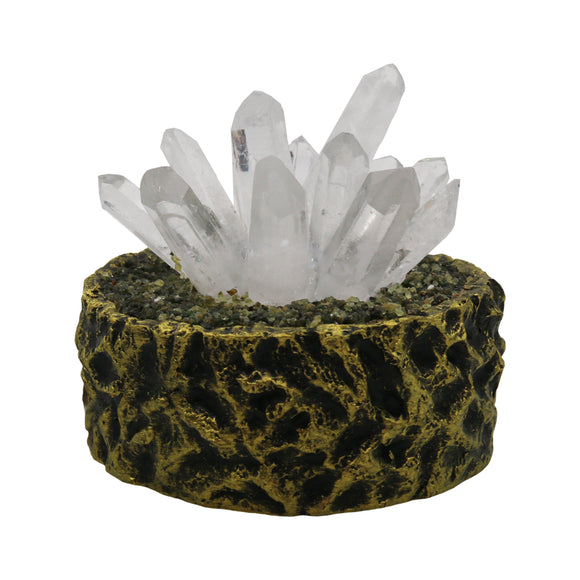 Rock quartz point flower lamp with resin base come with USD Cable with 3lights setting