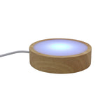Chargeable wooden base tray with white plastic cover white/yellow / multi-color light table lamp with a USB cable