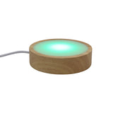 Chargeable wooden base tray with white plastic cover white/yellow / multi-color light table lamp with a USB cable