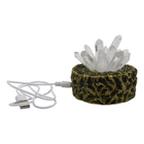Rock quartz point flower lamp with resin base come with USD Cable with 3lights setting