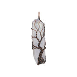Angel aura crystal points tree pendant with silver /copper plated metal