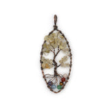 Mix gemstone Marquise Wire tree pendants with silver and copper color metal