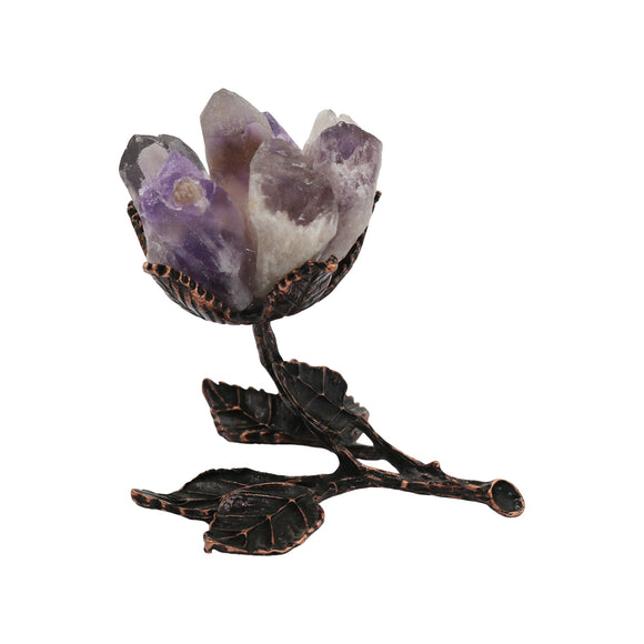 Amethyst / Citrine / Clear quartz gemstone chip flower ornaments with copper branches and leaves