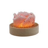Rose Quartz Rose flower wooden base lamp with yellow light table lamp with a USB cable