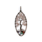 Mix gemstone Marquise Wire tree pendants with silver and copper color metal