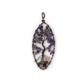 Mix gemstone Marquise Wire tree pendants with silver and copper color metal