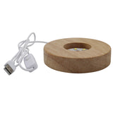 Chargeable wooden base tray white/yellow / multi-color light table lamp with a USB cable