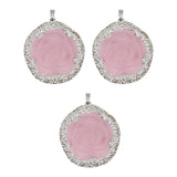 White/ pink glass flower crystal pendant with black and silver color metal