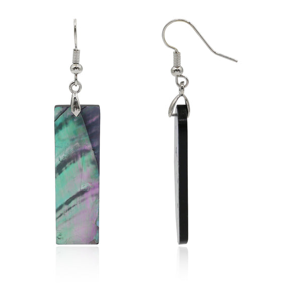 Abalone paua acrylic earring with 5 shape and silver color metal