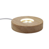 Chargeable wooden base tray white/yellow / multi-color light table lamp with a USB cable