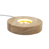 Chargeable wooden base tray white/yellow / multi-color light table lamp with a USB cable