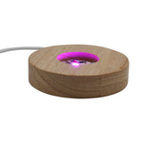 Chargeable wooden base tray white/yellow / multi-color light table lamp with a USB cable