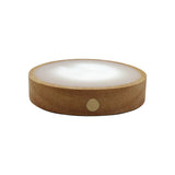 wooden base tray with white plastic on cover with white/yellow / multi-color light table lamp with a USB cable