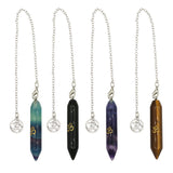 Tiger eye/black agate /amethyst/fluorite gemstone double point hexagon prism with silver color metal