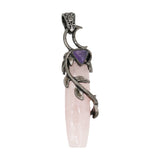 Rose quartz/tiger eye/black agate /amethyst/fluorite gemstone pendant with antique silver color metal