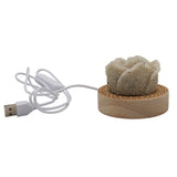 Rock Quartz Rose wooden base table lamp with a USB cable