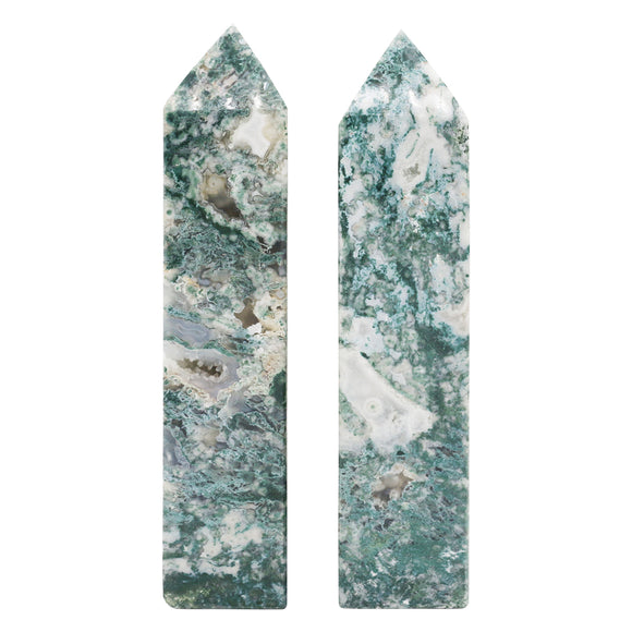Big moss agate Obelisks