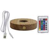 wooden base tray white/yellow / multi-color light table lamp with a USB cable