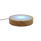 Chargeable wooden base tray with white plastic cover white/yellow / multi-color light table lamp with a USB cable