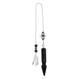 Rose quartz/tiger eye/black obsidian/amethyst/fluorite gemstone pendulum with silver color metal