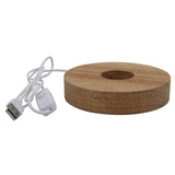 Chargeable wooden base tray white/yellow / multi-color light table lamp with a USB cable