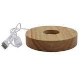 Chargeable wooden base tray white/yellow / multi-color light table lamp with a USB cable