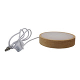 Chargeable wooden base tray with white plastic cover white/yellow / multi-color light table lamp with a USB cable