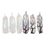 Angel aura crystal points tree pendant with silver /copper plated metal