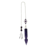 Rose quartz/tiger eye/black obsidian/amethyst/fluorite gemstone pendulum with silver color metal
