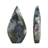 Moss agate teardrop natural stone
