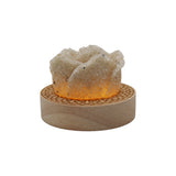 Rock Quartz Rose wooden base table lamp with a USB cable