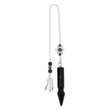 Rose quartz/tiger eye/black obsidian/amethyst/fluorite gemstone pendulum with silver color metal