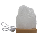 White selenite lamp with USD cable wood base  with cold light