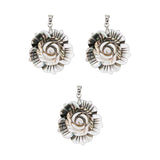 Black mother of pearl flower pendant with silver color metal