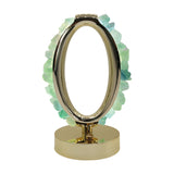 Green Fluorite Oval lamp with gold tone acrylic base come with USB cable