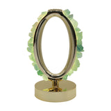 Green Fluorite Oval lamp with gold tone acrylic base come with USB cable