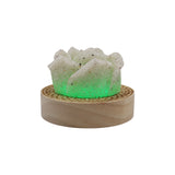 Rock Quartz Rose wooden base table lamp with a USB cable
